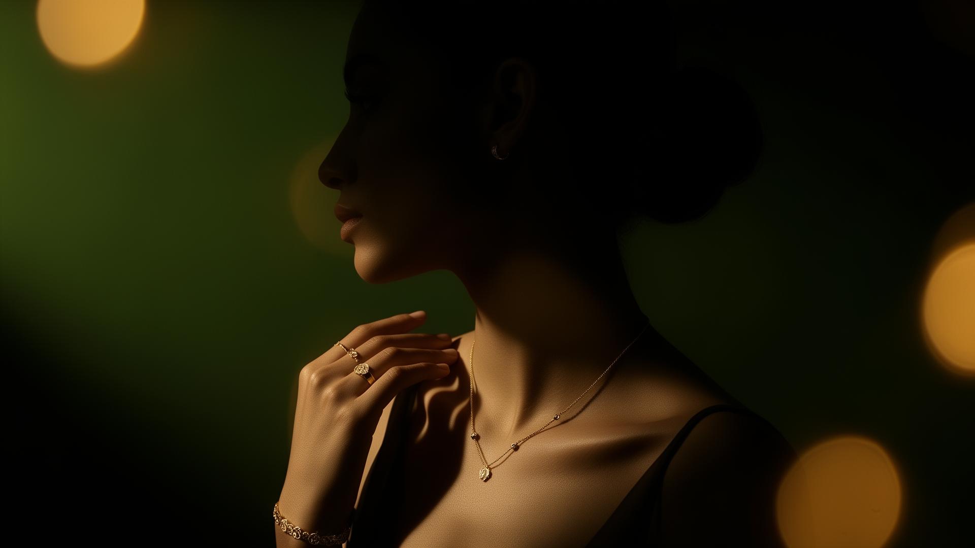 Mulher elegante com semijoias Elóra